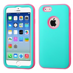 Funda Protector Mixto  Iphone 6 Antiderrapante Aqua / Rosa